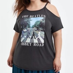 Torrid The Beatles Abbey Road Cold Shoulder Rock Band Tee Shirt 1 14/16 14 16 1X